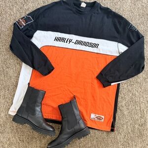 Harley-Davidson Men's Long Sleeve Shirt in Black and Orange